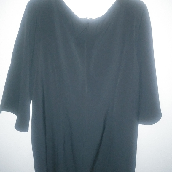 Ashley Graham Beyond 22W Basic Black V-Neck Slit Sleeve Dress New Funeral - Picture 9 of 15